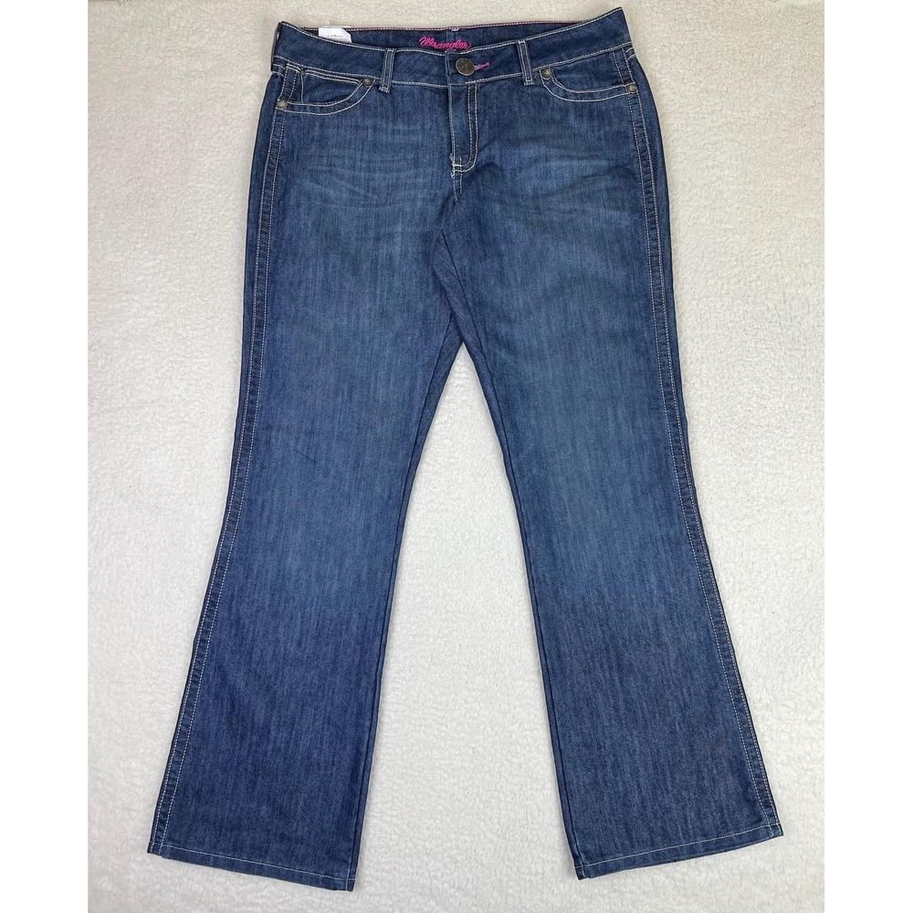 Wrangler Mae Bootcut Jeans Juniors 13/14 X 34 Blue Medium Wash Mid Rise Denim